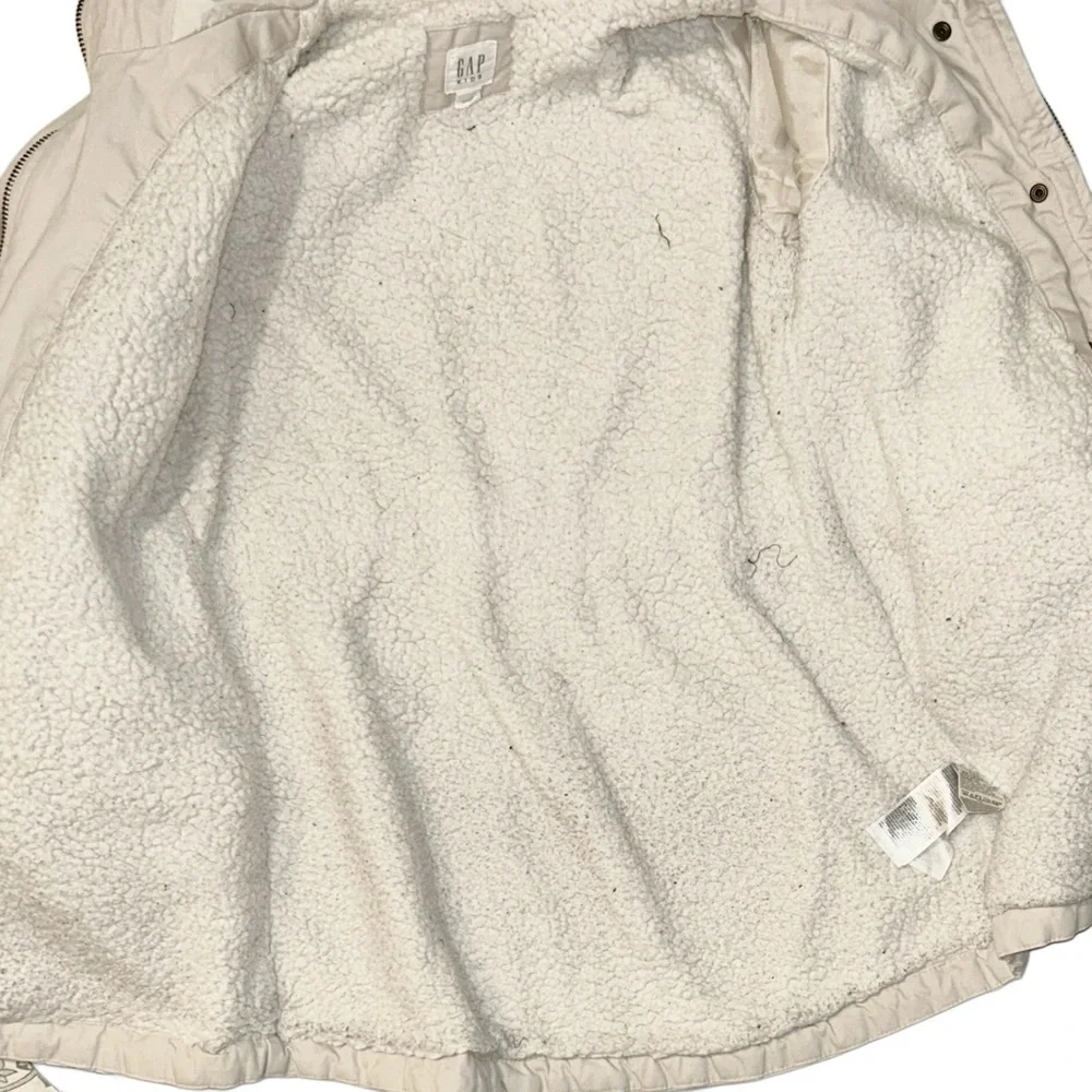 GAP Girl's Cream Full Zip Sherpa Lined Jacket Size Large 10/12